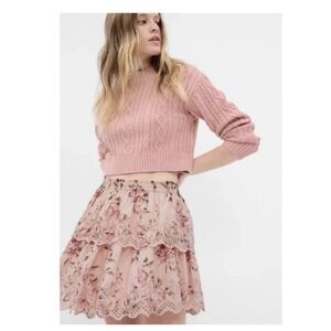 GAP X LoveShackFancy Floral Tiered Mini Skirt Size M Peasant Cottage Preppy